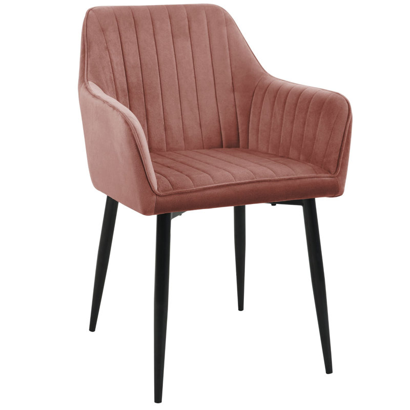 Akaria 49cm H Tufted Velvet Upholstered Upholstered Back Stacking Side Chair in Pink