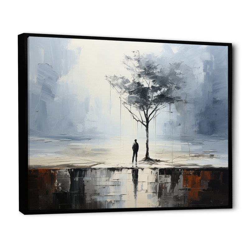 «Coastal Minimalisme Solitude I», reproduction d'art sur toile, H 24 po x l 32 po x P 1 po, Cadre flottant noir
