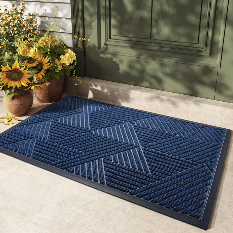 Hazeley Non-Slip Indoor / Outdoor Doormat, Navy, 15" W x 24" L