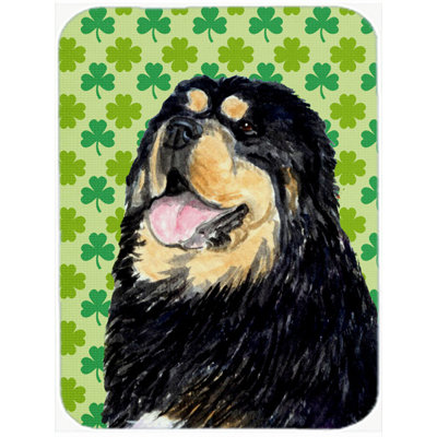 Caroline's Treasures Shamrock Lucky Irish Tibetan Mastiff St. Patrick's Day Portrait Glass Cutting Board