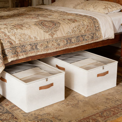 Ensemble de 3 contenants de rangement sous le lit, grands bacs de rangement pliables de 10 pouces avec fenêtre transparente et fermeture à glissière complète, conception mince pour les vêtements, la literie, les couvertures et les articles saisonniers
