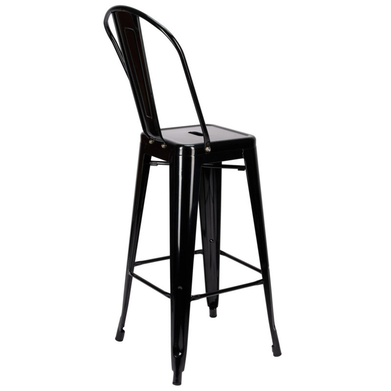 Tabouret de bar en métal Hi Chivari, Noir, noir, noir, noir