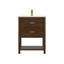 Meuble-lavabo simple en noyer de 25 po avec plateau en composite Aastha-242859885