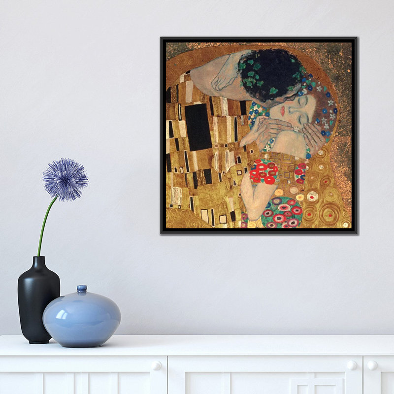 «Il Bacio, Square Détail» par Gustav Klimt, impression sur toile tendue, H 18 po x l 18 po x P 1,5 po, Pas de tapis