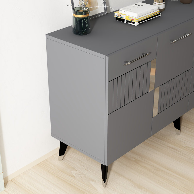 Olivia 79cm Console Table, Anthracite/Silver