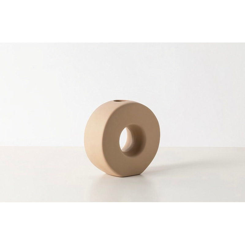 Corporan Ceramic Table Vase, 20cm H x 8cm W x 19cm D, Cream