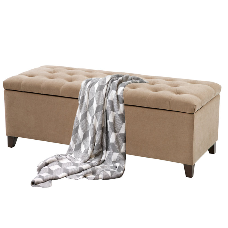 Jahmere Polyester Upholstered Storage Bench, Brown