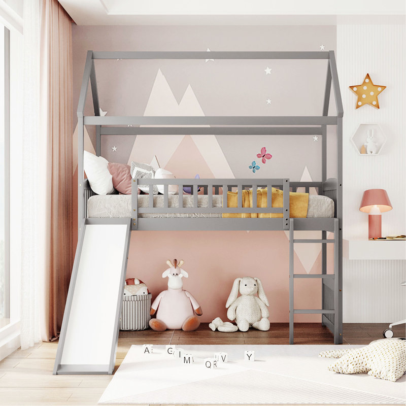 Leesport Kids Twin Loft Bed, Gray