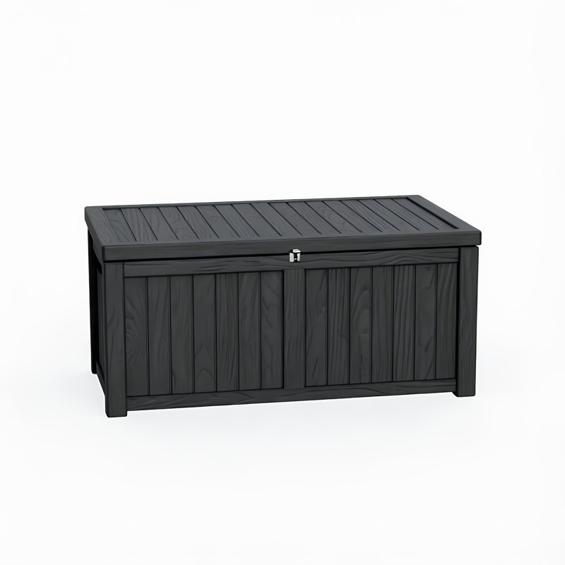 Coffre de terrasse verrouillable l 56,3 po Rosie Art: rangement extérieur résistant à l'eau noir