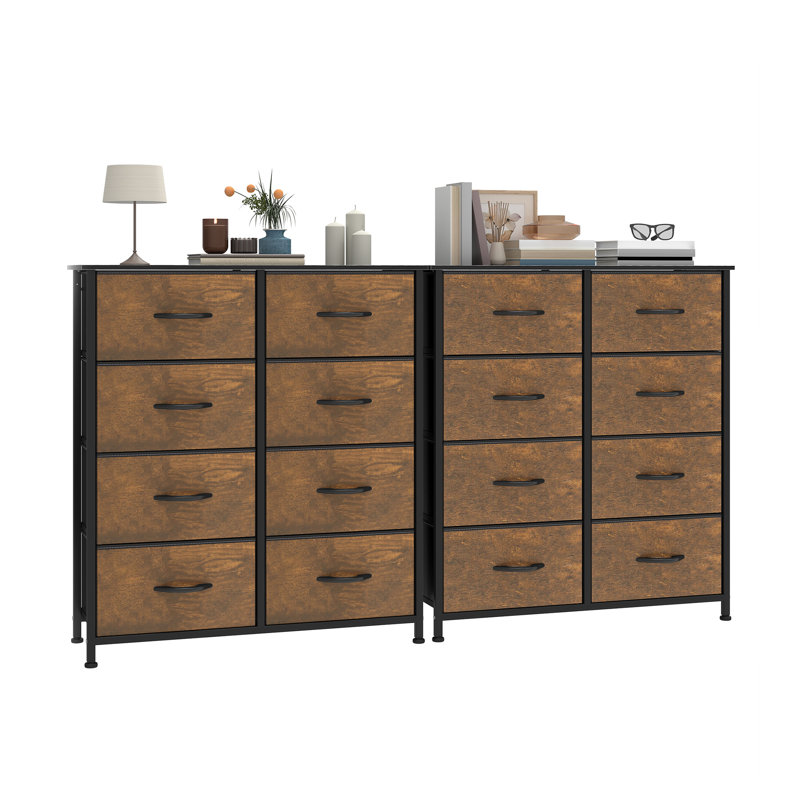  Ensemble 2 pièces 8 tiroirs à 8 tiroirs (l 33,7 po) - Rangement polyvalent au design épuré, Brun
