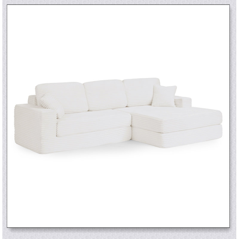 Canapé modulaire polyvalent avec fonction de lit transformable et confort en velours côtelé, parfait pour les espaces de vie flexibles