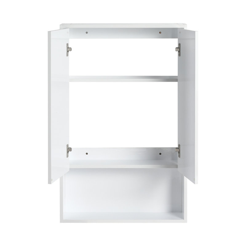 24" Bathroom Wall Cabinet, Soft Close Doors, Float Mounting Design,Glossy White,(KD-Packing)