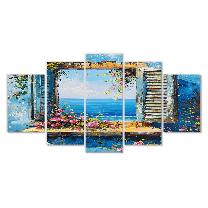 Rueda - art mural de fenêtres côtières pour le salon, 5 pièces