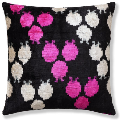 Oreiller en velours de soie Ikat The Midnight & Magenta - 20 po x 20 po