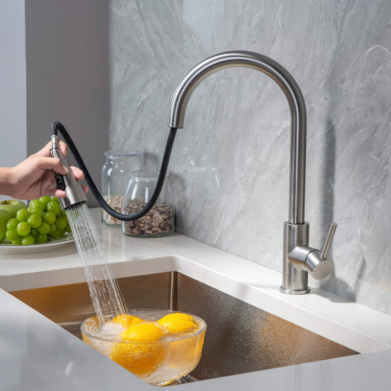 KIBI Pull Down Kitchen Faucet, Brush Nickel