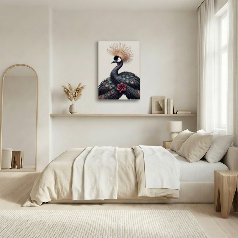 Ensemble de 1 tableau sur toile à motif de plumes de paon, 48"H x 36"W, Wrapped Canvas