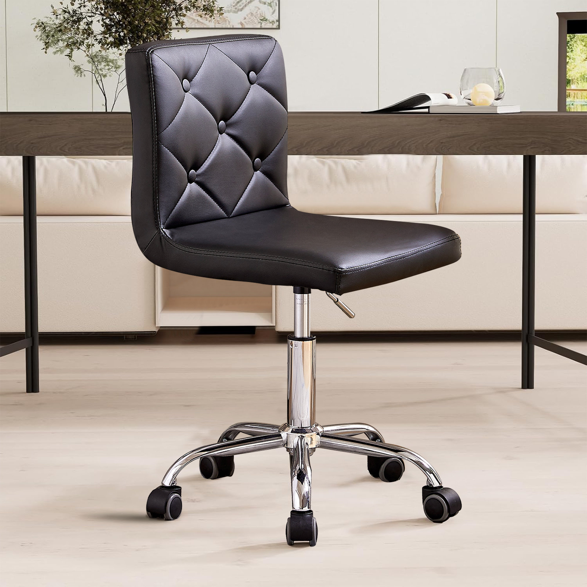 Ebern Designs Lavdi Armless Office Desk Chair Modern Tufted Task Chair ...