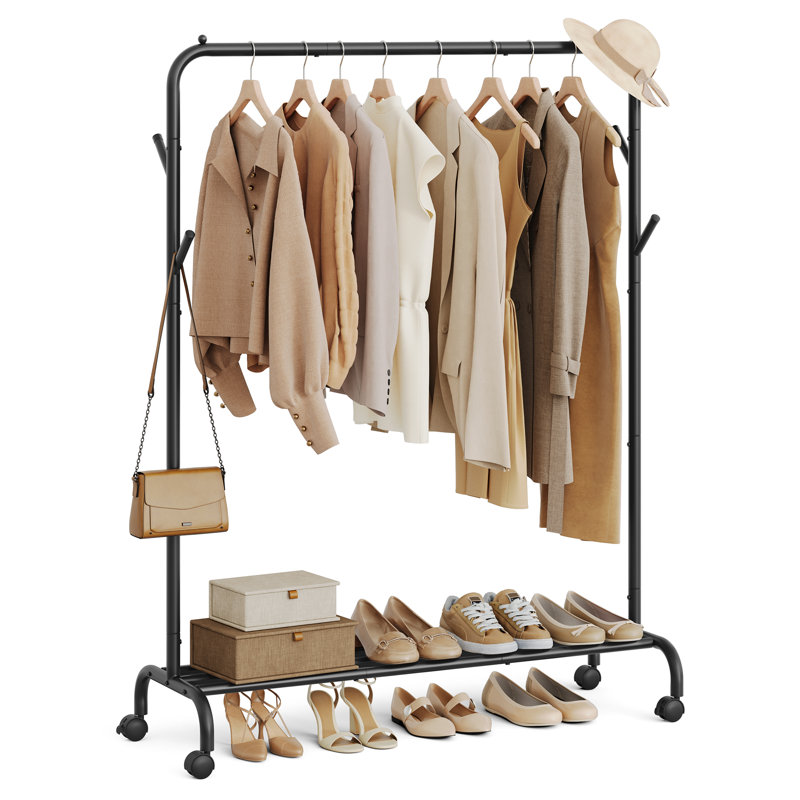Guitain 104cm Rolling Clothing Rack, Black