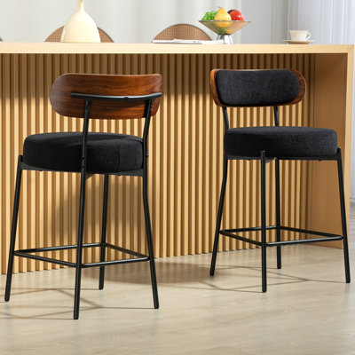 Counter Height Ferrer, 24" Ferrer , Boucle Counter Stools With Back, Boucle Ferrer For Kitchen Island, Dining Room(Set Of 2)