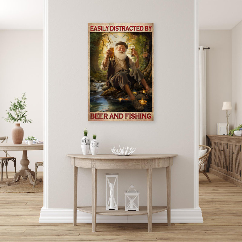 Marlet Beer And Fishing On Canvas Print, H 14 po x l 11 po x P 1,25 po