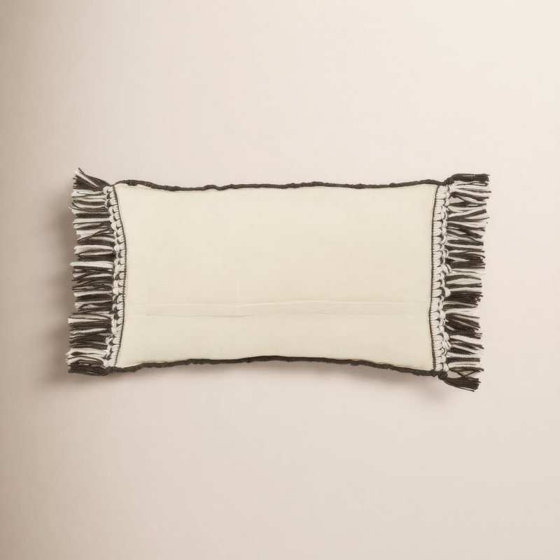 Coussin rectangulaire intérieur / extérieur en polyester et polyester, Noir / Ivoire