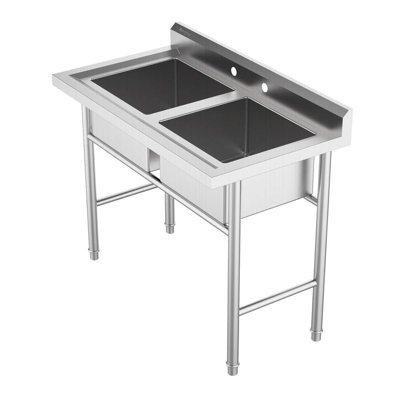 35 " L x 21.3 " W Silver Freestanding Laundry Sink