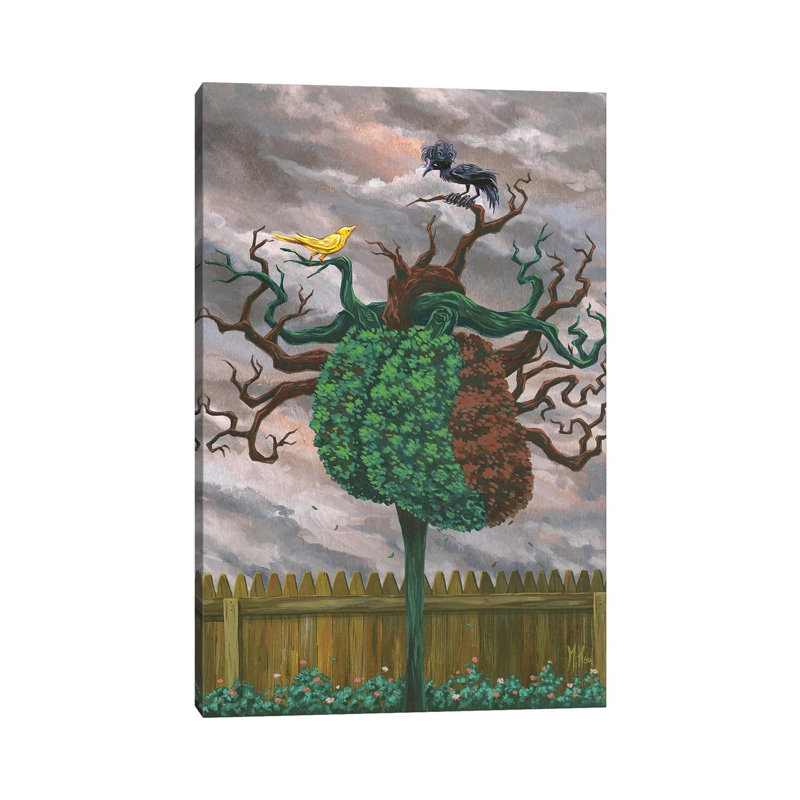 Song Bird And Crow by Martin Hsu - Print on Canvas, Wrapped Canvas, 20.32 cm H x 30.48 cm W