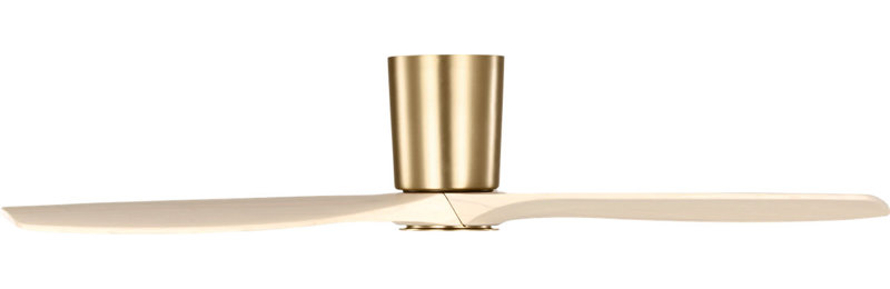 Seyra Smart Hugger LED Ceiling Fan, Burnished Brass, 52" Wide, Washed White Oak