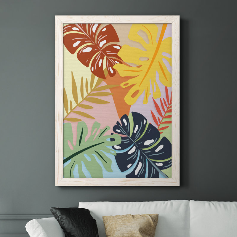 «Tropical Foliage II», peinture sur toile encadrée, Cadre blanc, H 37,5 po x l 27,5 po x P 1,5 po