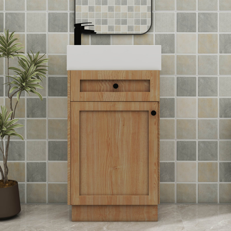 18.5-Inch Versatile Bathroom Vanity Reversible Resin Sink Cabinet Adjustable Shelf
