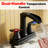 Widespread Bathroom Faucet 3-Hole, 2-Handle Waterfall Sink Faucet With 360° Swivel Spout And Drain Assembly-124971343