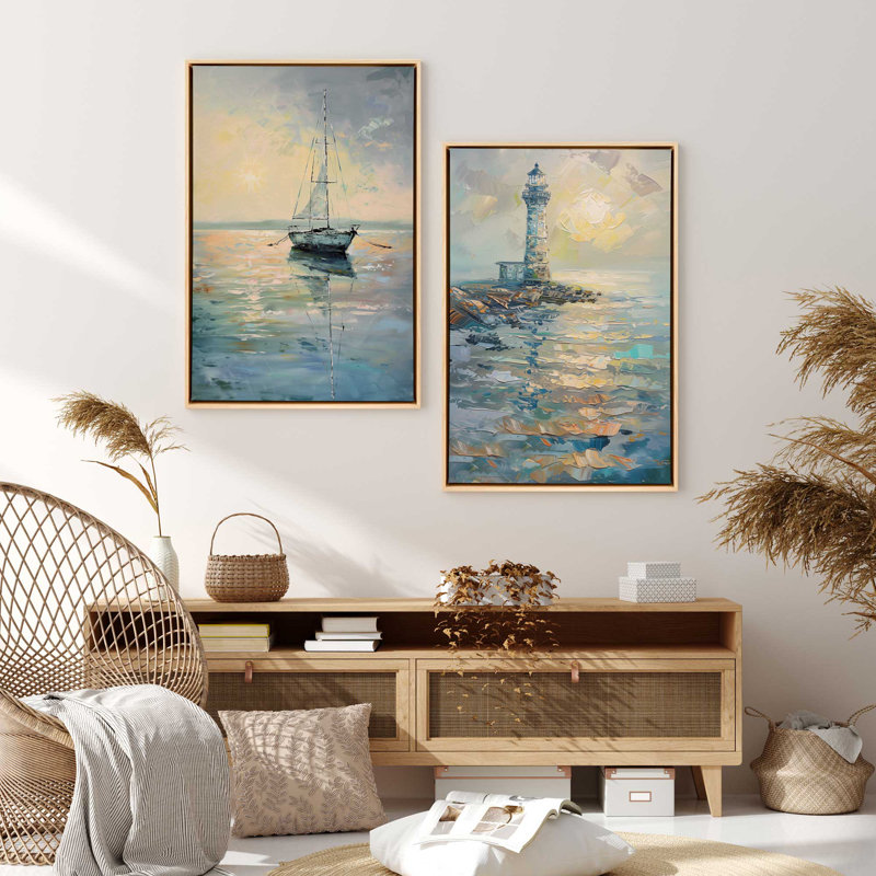 " Harbour Glow " by Golden Glow Interiors 2 - Pieces, American Maple Framed, 38" H x 26" W x 1.75" D