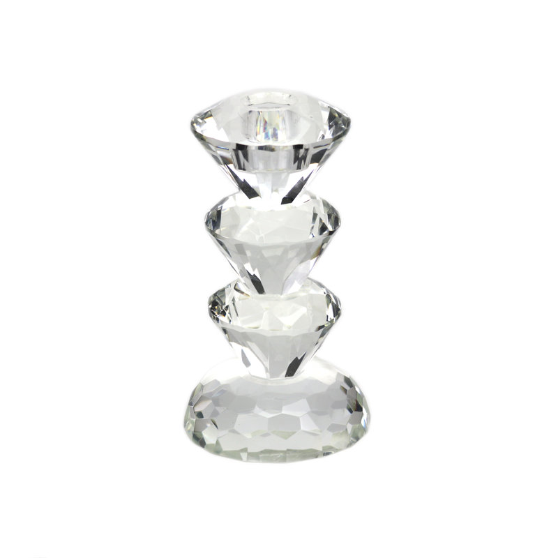 Bougeoir de table en cristal Sunset, H 6,25 po x l 3,25 po x P 3,25 po