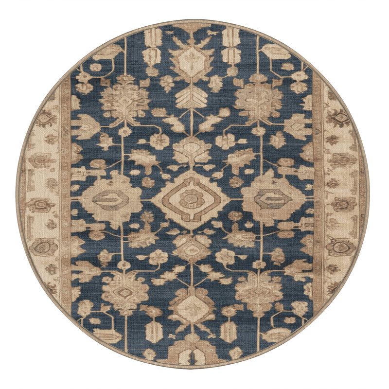 Tapis brun lavable à la machine, Rond 3 pi