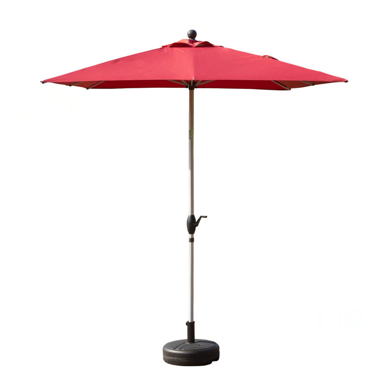 Parasol de patio rectangulaire avec fonction de levage et d'inclinaison à manivelle (base non incluse), Rouge