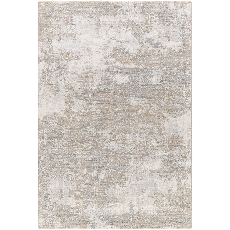 Tapis beige / gris en polyester / polypropylène tissé à la machine Avia, Rond 7 pi 10 po