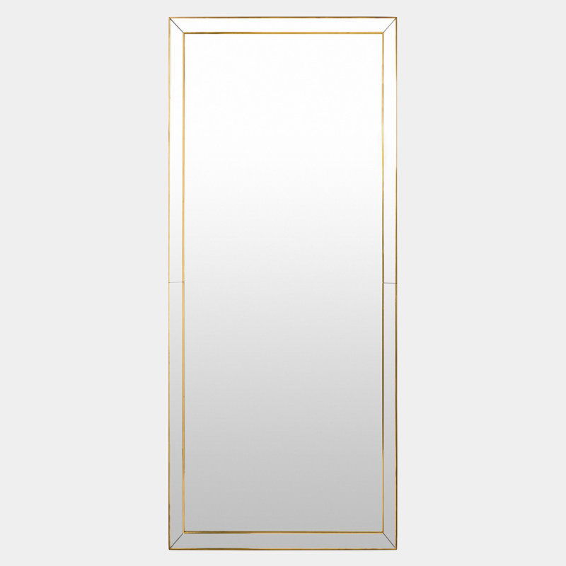 Lovely Rectangle Stainless Steel Beveled Mirror, 84" x 36"