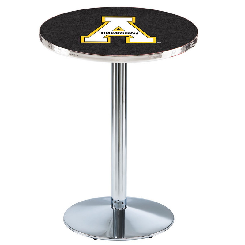 Round Metal Base Dining Table, Chrome, Appalachian State University