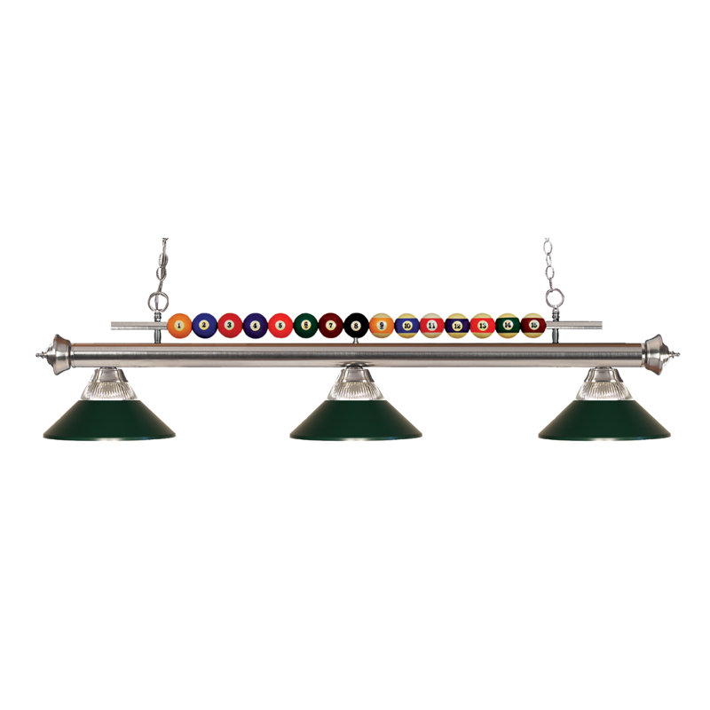 Chapa 3 - Light Pool Table Lights Pendant, Clear / Brushed Nickel, Brushed Nickel