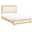 Contemporain, grand lit à panneau, tête de lit à DEL, couleur naturelle et blanche, cadre de lit en bois, mobilier de chambre à gratter, sommier tapissier blanc, bois d'ingénierie de taille, utilisation,-1866967999