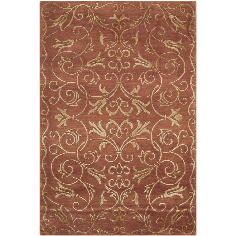 Echevarria Hand-Knotted Wool/Silk Gold Area Rug, Rectangle 3' x 5'