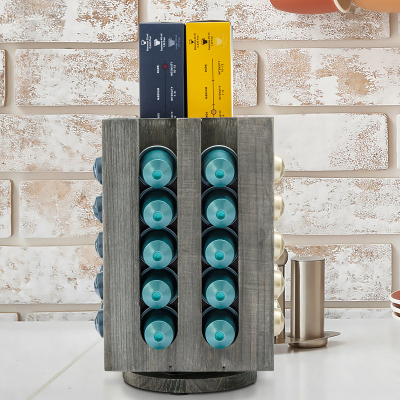 Porte-capsules de café rotatif en bois