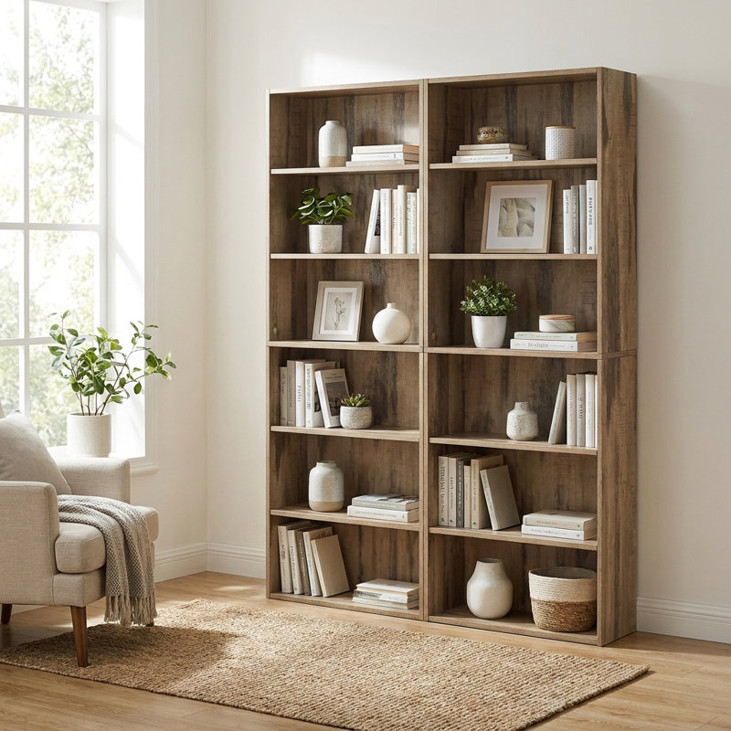 Sylvan 6 Tier 63" H x 24" W Standard Bookcase, Brun chameau