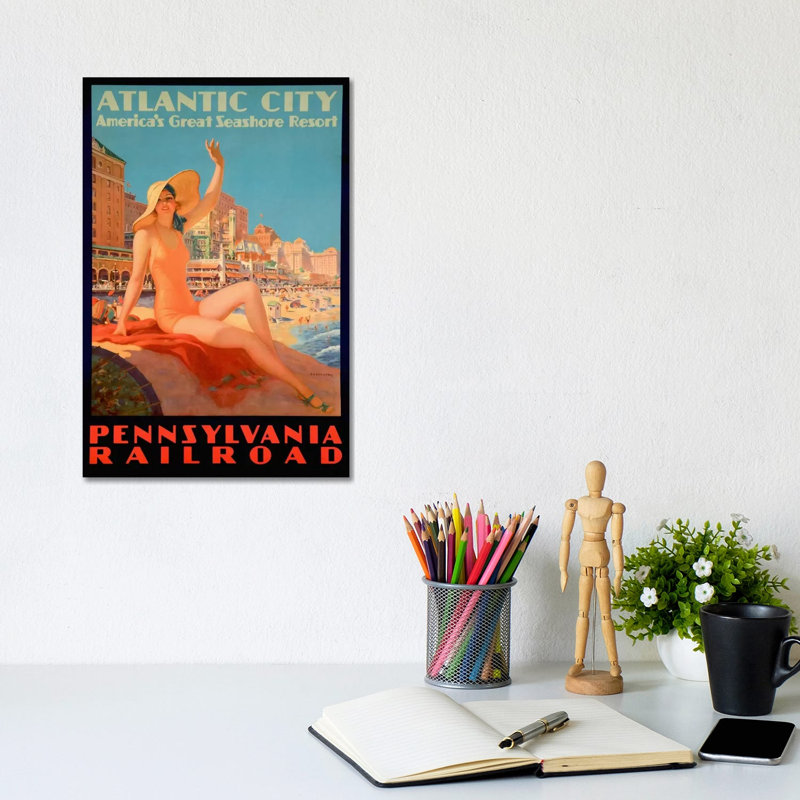 Atlantic City Bathing Pa Line by Vintage Apple Collection - Wrapped Canvas Print, 20.32 cm H x 30.48 cm W