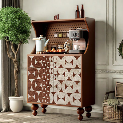 Vintage Painted Sideboard Bar Accent Cabinet