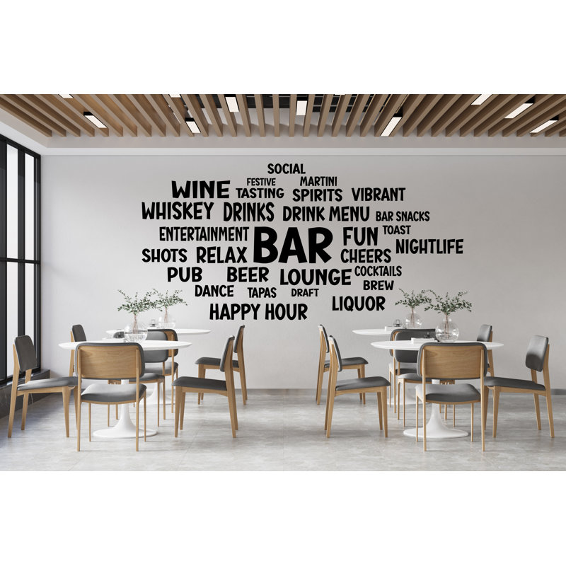 Décalcomanie murale nuage de mot bar - décoration murale inspirée d'un bar à cocktails et de bars - décoration murale unique pour pub de bar 569DLU