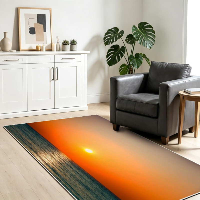 Magnifique tapis d'intérieur lavable transparent Sun Ocean, Rectangle 39 po x 63 po