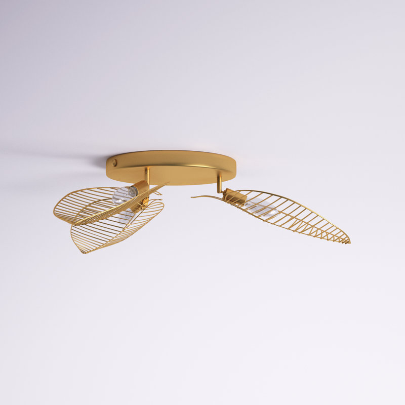 Pria 24"W Gold Leaf Shade Ceiling Light