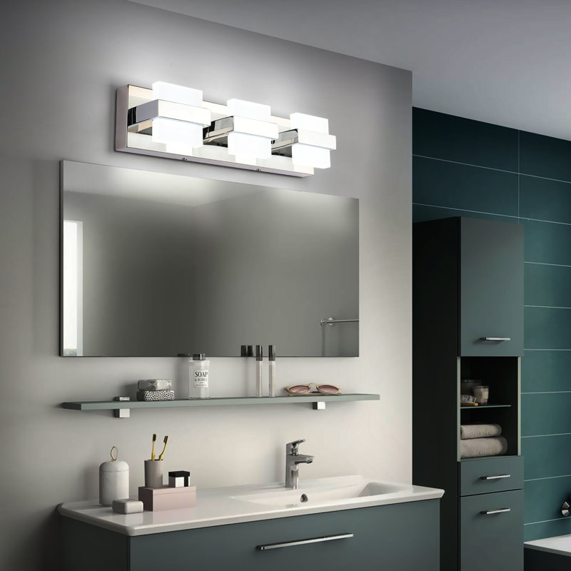 Modern Chrome and Acrylic 3-Light Dimmable LED Vanity Fixture