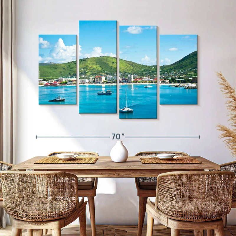 Scénique, paysage marin de Saint-Martin, H 42 po x l 68 po